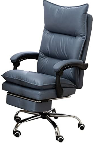 Chefsessel Bequeme Chefsessel Aus Technischem Stoff, 360° Drehbarer Sessel Für Zuhause, Computer-Stuhl Mit Liegefunktion, Bürostuhl Mit Ausziehbarer Fußstütze, Tragkraft 150 Kg(Blau)