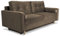 mg design Sofa mit Schlaffunktion 215x70 cm (Liegefläche 190x150 cm) braun - 3 er Couch mit Bettzeugablage, Armlehnen, 2 Kissen - Velours - 3-Sitzer Sofa, für Wohnzimmer/Gästezimmer, Wohnzimmer Möbel
