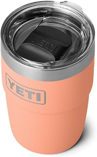 YETI Rambler Cup,Vacuum Insulated Stainless Steel Stackable Cup with Magslider Lid, Lowcountry Peach, 8 oz (237 ml)