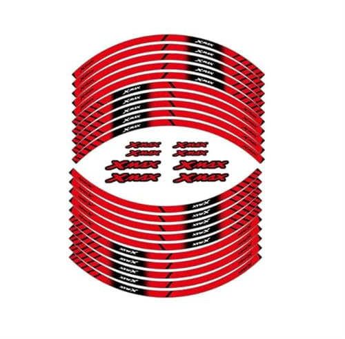 CLFJWZ Vari Stili Adesivi per Pneumatici Moto Pellicola Riflettente per Ruote Adesivo per Decalcomanie Decorative Impermeabili per XMAX400 300 250 125(Rosso)