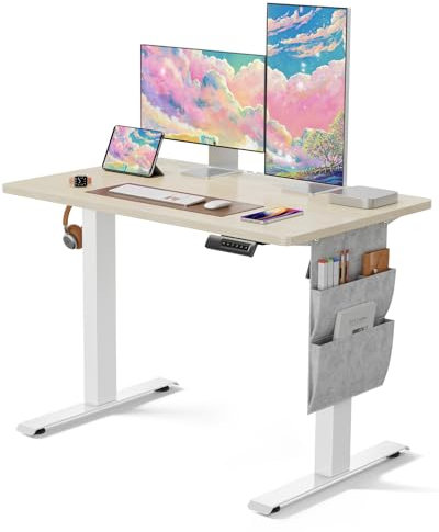 Marsail Electric Adjustable Height Standing Desk with Storage Bag, 40 * 24 Sit Stand Up Desk for Home Office,Computer Gaming Workstation, 4 Memory Height Settings,Cable Manager, and Headphone Hook