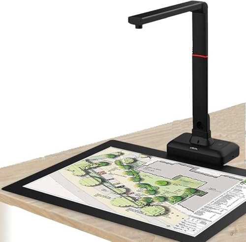 S21 A2-Überkopfscanner, 23 MP Großformat-Kamerascanner für Bücher und Dokumente, Technologie zum automatischen Glätten gebogener Seiten, OCR-Texterkennung, funktioniert mit Windows