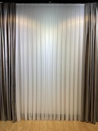 Maroon Nest Gardinenvorhang Gardinen Weiß in Leinenoptik Halbtransparent mit Kräuselband und Bleiband Vorhang für Wohnzimmer Schlafzimmer (H200 x B200 cm (1er Pack))