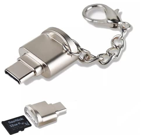 USB Card Reader, SD Card Reader, USB C Type, SD Card Reader with Keychain, for Laptops Phones