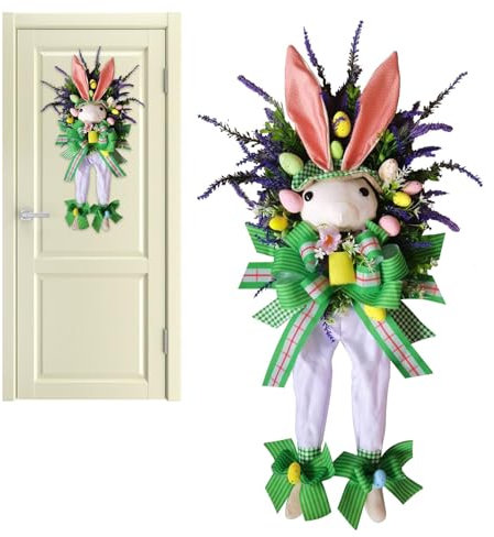 Osterdeko Türkranz, 60cm Osterhasen Türkranz, Osterkranz Tür Hängende Dekoration, Ostern Häschenkranz Mit Eiern, Ostern Kränze Tür Deko, Osterkranz Ornamente Für Schlafzimmer Tür Wand Dekoration