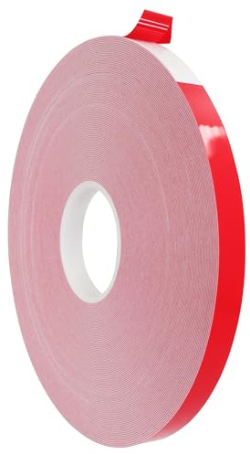 KLEBESHOP24 Montageklebeband doppelseitig stark, 12 mm x 5 m auf Rolle | Universelles Montageband 1 mm dick, stark klebend