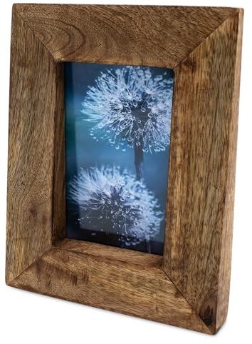 Spetebo Mango Fotorahmen zum Stellen und Hängen - für 10 x 15 cm - Holz Bilderrahmen rechteckig für Hochformat Fotos - Tisch Deko Fotohalter Portaitrahmen Wechselrahmen Bildergalerie vertikal