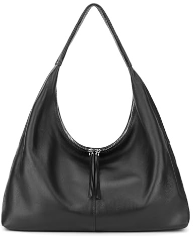 befen Echtleder Handtasche Damen Groß, Slouchy Hobo Bag Ledertasche | Shopper Tasche, Leder Schultertasche Hobo Tasche Umhängetasche für Arbeit Schule - Einfache Klassische Elegante