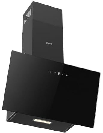 Svan Campana Extractora Inclinada 90cm Negro SCPD901AN. Potencia 41,5m3/h, Tiro Doble, 3 Velocidades, Control Táctil, Filtro apto para Lavavajillas