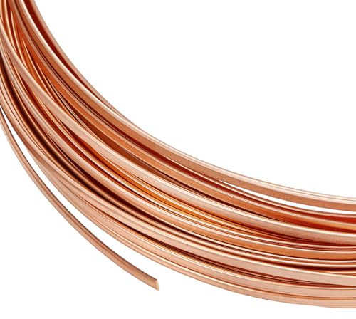 BENECREAT 6M/19.7FT 26 Gauge Flat Pure Copper Wire, 1mm Wide Flat Bezel Wire Tarnish Resistant Jewelry Wire for DIY Jewelry Craft Making