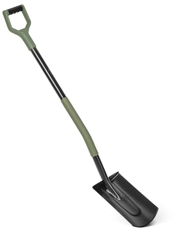 Amazon Basics — Pala da Giardinaggio, Pala Piatta, 47 Pollici, Acciaio, Nera, Oliva
