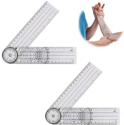 2 Stück Goniometer, 360° Winkelmesser, Physiotherapie-Winkelmesser, Schul-Winkelmesser, Winkelmesser Physiotherapie, Gradmesser, Winkelmesser, Verwendbar Für Hausaufgaben, Sporttherapie