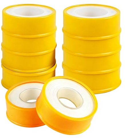 10 Stück Teflonband DVGW für Gas und Wasser, PTFE Dichtband, PTFE Dichtband für Gas und Wasser Hochleistungs-Dichtungsband für Rohrverbindungen, vielseitig einsetzbar für Heizung, Wasser- und Gasrohr