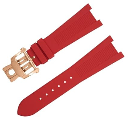 JDIME Correas de reloj FKM Fluororubber, accesorios para Patek Philippe, correa para reloj Nautilus, pulsera con interfaz Original 5711/5712(Red 2)