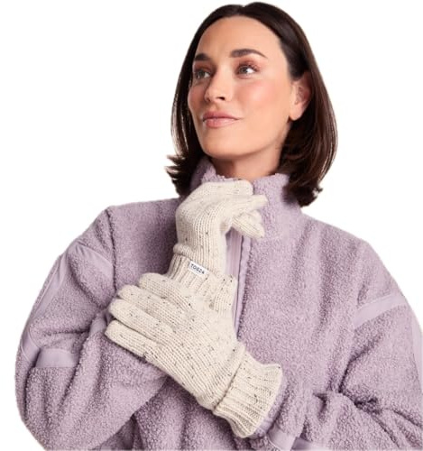 TOG24 Norden Unisex Gloves, Winter Rib Turn Knitted School Pattern Warmth | One Size,Vanilla Nep,Ribbed cuffs