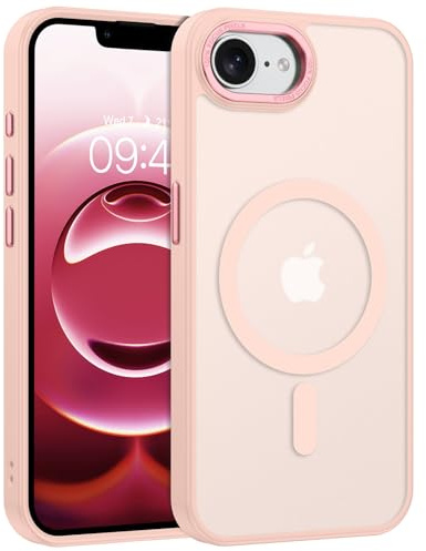 GaoBao für iPhone 16e Hülle, Handyhülle iPhone SE 4 (2025) [Kompatibel mit MagSafe] Durchscheinende Matte Magnetische Stoßfeste Anti-Fingerabdruck Schutzhülle für iPhone 16e 6.1, Rosa