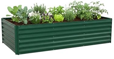 Relaxdays Hochbeet, verzinktes Metall, für Blumen, Pflanzen & Gemüse, HxBxT: 57x240x90 cm, Garten Pflanzenbeet, grün