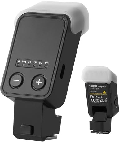 VILTROX Vintage Z2 TTL Mini Camera Speedlite Flash for Canon | Beginner-Friendly, Foldable, 7-Level Power Adjustment, Type-C Charging, 52g Lightweight Portable, Black, Diffuser