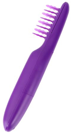 Purple Abs Electric Hair Styling Comb Portable Anti Knot | Press Button Adjustment, Multiple Frequency Vibration Massage, Scalp and Back Use, Bath and Salon