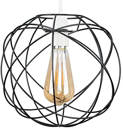 MiniSun | Retro Style Atom Design Matt Black Metal Basket Ceiling Light Shade | Ceiling Lighting, Home Décor & Improvement Essential | 25.5cm Shade Width