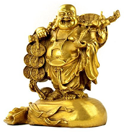 Fengshui Buddha-Statuen für Glück und Glück, lachende Buddha-Figuren, Skulpturen mit beutel, Gott des Reichtums, Statue, Heimdekoration, Glückwünsche, Geschenk zum Einzug, mittelgroÃŸ