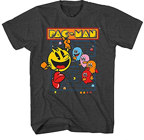 Pac-Man Offizielles Pacman-Videospiel-Shirt, Namco Atari, offizielles T-Shirt - Schwarz - Klein