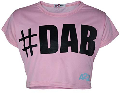 A2Z 4 Kids Kids Girls Crop Top #DAB 100% Cotton Summer - Crop Top #DAB Baby Pink 11-12