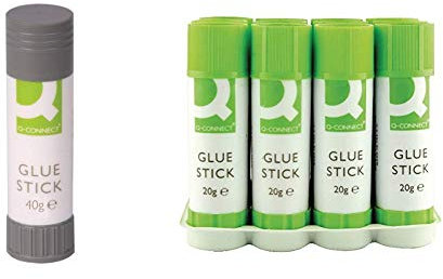 Q Connect 40gm Glue Stick (Pack of 10) &Q-Connect Glue Sticks KF10505Q, 20 g - Pack of 12