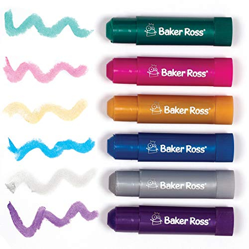 Baker Ross AW948 Metallic-Postermalstifte, Kunst und Handwerk für Kinder (6 Stück), verschieden