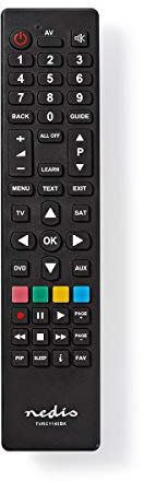 NEDIS Universal-Fernbedienung Programmierbar 4 Geräte Clear Lay-Out Infrarot Schwarz Schwarz TVRC1140BK