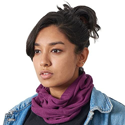 CHARM Seide Nackenwärmer Rundschal Halstuch - Damen Stirnband Kopf Halswaermer Herren Mütze Lila