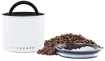 Airscape Edelstahl-Kaffeebehälter – Aufbewahrungsbehälter für Lebensmittel – Patentierter luftdichter Deckel – Erhaltung der Lebensmittelfrische durch überschüssige Luft (klein, mattweiß)
