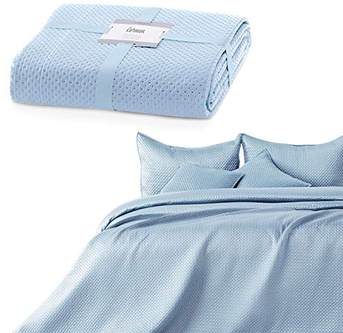 AmeliaHome Tagesdecke 240x260 cm grau Bettüberwurf zweiseitig Prägung Matt Satin Carmen