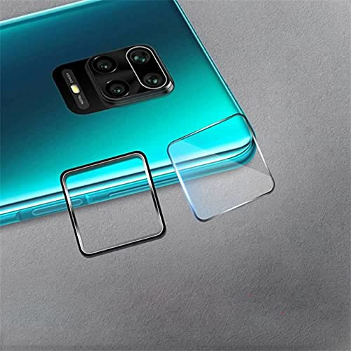 2 en 1 [7.5H 2.5D trasera de vidrio templado cámara protector película protectora+anillo de lente de metal] HD claro Ultra para Xiaomi Redmi Note 9-Negro