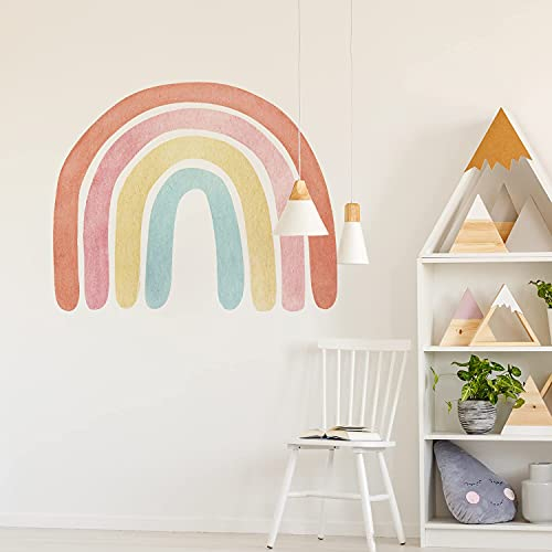 funlife 70x57 cm Regenbogen Wandtatto groß, selbstklebend Wandtatto Regenbogen Aquarell Boho-Wandtattoo für Kinder, Mädchen, Kinderzimmer, Babyzimmer, wasserdicht Wandbild