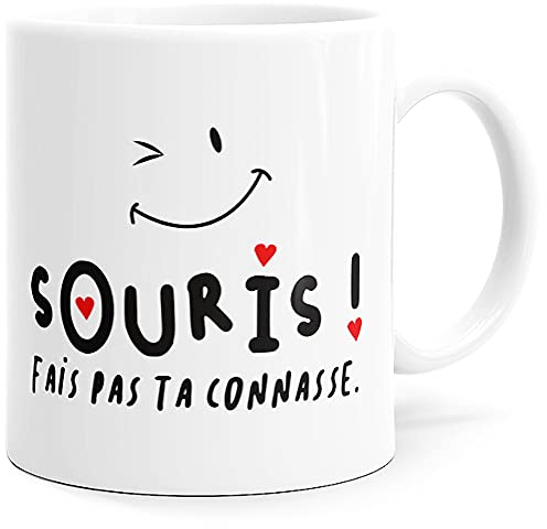 Luigi Collection Mug Humour Souris Connasse Tasse Message drôle. Idée Cadeau Original Femme Amis Couple Amoureux Collègue Frère Sœur Anniversaire Noël Souriez dès le Réveil.