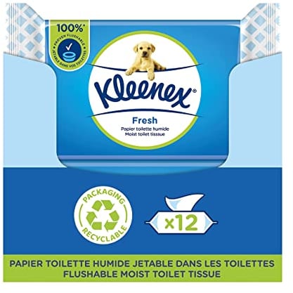 Kleenex® Papier Toilette Humide Fresh - 12 paquets de 42 feuilles