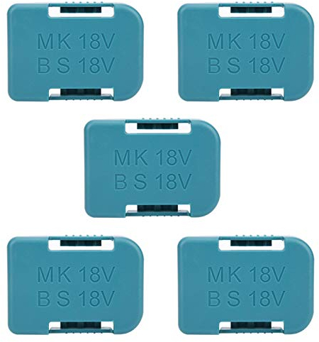 5Pcs Lithium Battery Storage Rack Holder Shelf Bracket Belt Slot Wall Mount Storage Charger Clips for 18V Fixing Devices 9.5 x 7 x 2.5cm (Cyan)