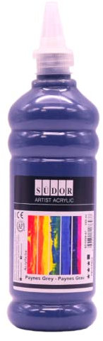 Peinture acrylique 500 ml – Peinture acrylique de qualité supérieure, peinture d'artiste, couleurs acryliques (gris paynes)