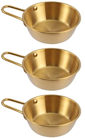 BESPORTBLE 3Pcs Makgeolli- Schalen Edelstahl Koreanische Weinschalen mit Griff für Makgeolli Korean Reiswein Wanderschale Gold Gold