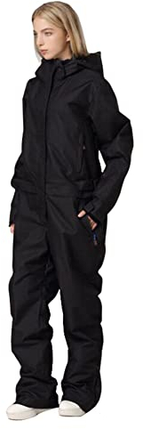 HOTIAN Damen Schneeanzug, Damen Einteiler Skioverall Wasserdicht Winddicht Winter Warme Einteiliger Skioverall,für Wandern Klettern Isoliertes Snowboarden Black-Women M