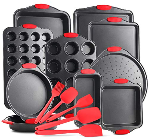 Eatex Baking Set, 39 Piece Premium Baking Set, Nonstick Bakeware Sets BPA Free, Cookie Sheets for Baking Nonstick Set, Steel Baking Sheets for Oven with Muffin Pan, Cake Pan & Kitchen Utensils - Black