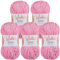 Wollidu Gina Chenille Garn zum Stricken und Häkeln 5 x 100g/120m Set 100% Polyester - Rosa