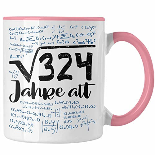 Trendation - 18. Geburtstag Geschenk Tasse Quadratwurzel 324 18er Lustige Idee Mathematiker (Rosa)