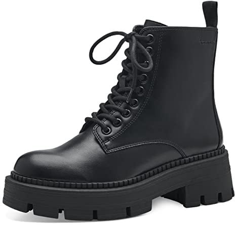 Tamaris Damen Combat Boots, Frauen Stiefeletten,TOUCHit-Fußbett,schnürstiefel,Boots,Stiefel,Bootee,Booties,halbstiefel,Black Uni,36 EU