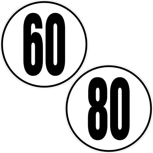 SAFIRMES 60 + 80 KM/H Stickers 20cm Limitation de Vitesse Autocars Tracteur Poids Lourds 60+80 KM/H adhésif.