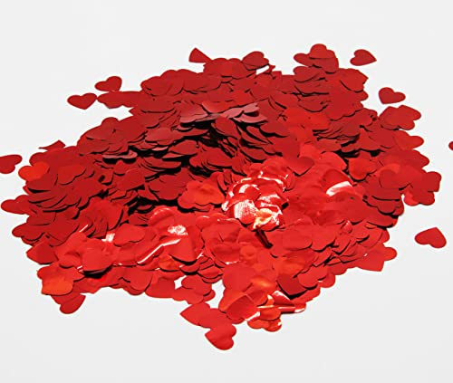 CC wonderland zone 50g Konfetti Herzen Rot,Tischkonfetti Metallic Herzform Mehrfarbig für Party Hochzeit Dekoration(Φ1.5cm)