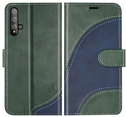 BoxTii Coque pour Huawei Nova 5T / Honor 20, Portefeuille Etui en Cuir PU, Magnétique Protection Housse Coque pour Huawei Nova 5T / Honor 20, Vert