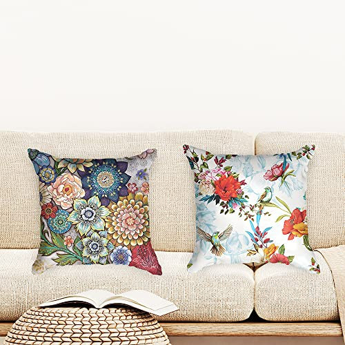 Ulticool - Kissenhülle - Blumen Natur Kunst - Set von 2 Motiven – 45 cm x 45 cm - Dekokissen ohne Füllung - Kissenbezug Zubehör für Sofa/Bett - Mehrfarben