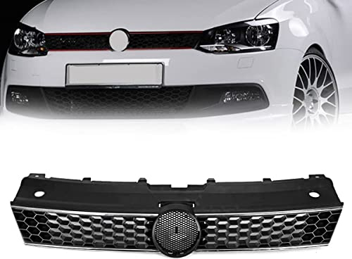 MAGII Auto Front Kühlergrille für VW Polo 6R 2009 2010 2011 2012 2013 2014, Frontstoßstangengitter Kühlergrill Kühlergitter, Auto Kühlergrill Grill Lufteinlassgrill Frontgrill Zubehör,B Silver Line